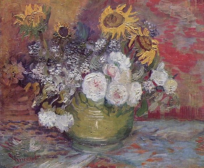 Vincent Van Gogh Stilleben mit Rosen und Sonnenblumen china oil painting image